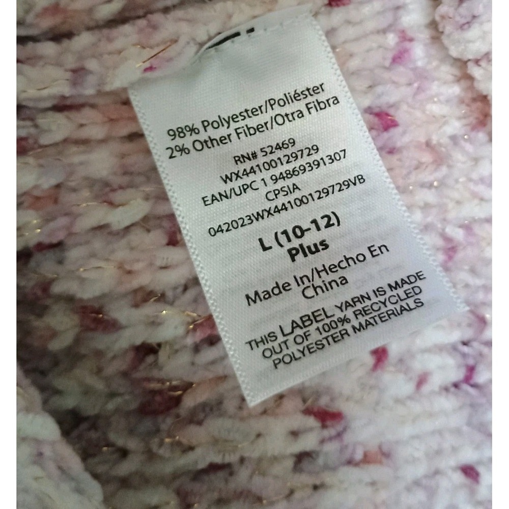 Wonder Nation Girls Long Sleeve Pink Knit Pullover Sweater Plus L /10-12 NWT - Picture 4 of 5